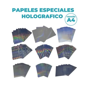 PAPEL HOLOGRAFICO AUTOADHES. BASE AGUA T. A4  DE 180 GRS. GLOBAL