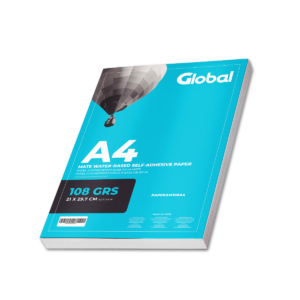 Papel Autoadhesivo Base Agua Mate En Resma De 20 Hojas A4 De 108 Grs. - Global -