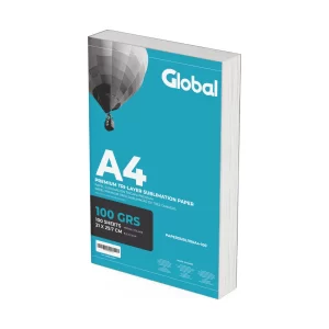 Papel Sublimación Coated Tricapa Premium 95% Transferencia En Resma De 100 Hojas A4 (210 X 297 Mm.) De 100 Grs. GLOBAL