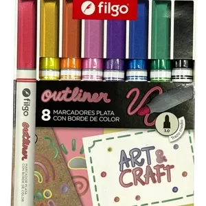 Marcadores Outliner Filgo Metalizados X8 Art & Craft