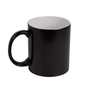 TAZA MAGICA PARA SUBLIMAR DE CERAMICA RECTA CON ASA NEGRA GLOSSY DE 11OZ 330CM3