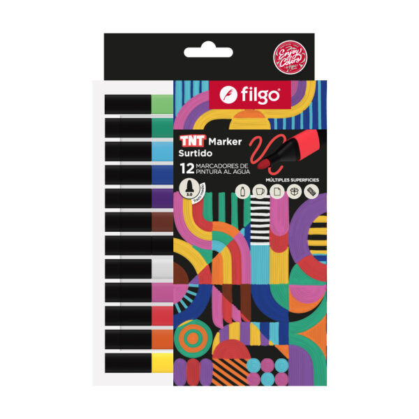 MARCADOR PINTURA AL AGUA x 12 SURT TNT MARKER FILGO