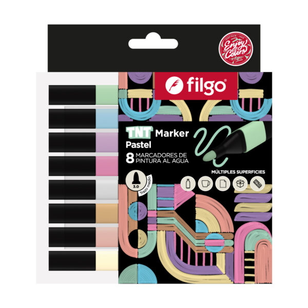 MARCADOR PINTURA AL AGUA x 8 PASTEL TNT MARKER FILGO