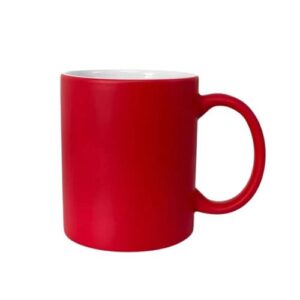 TAZA MAGICA PARA SUBLIMAR DE CERAMICA RECTA CON ASA ROJA GLOSSY DE 11OZ 330CM3