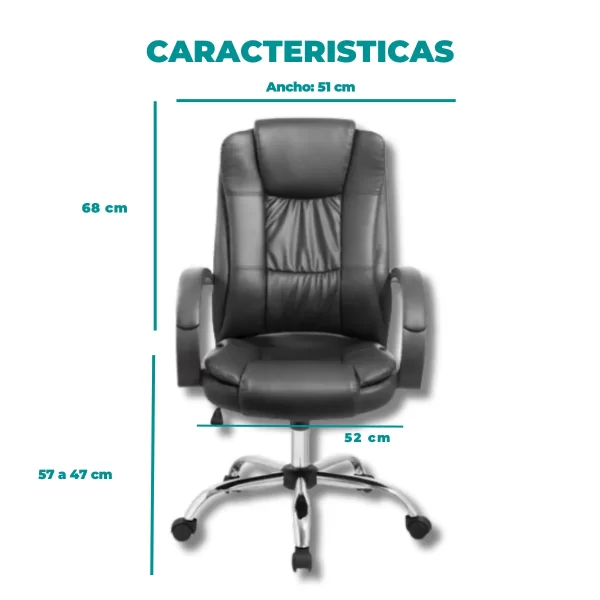 SILLON GERENCIAL ECOCUERO NEGRO IMPORT TF201 - Imagen 2