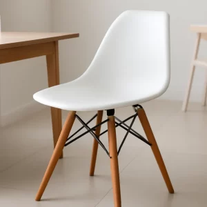 SILLA EAMES BLANCA PATAS DE MADERA