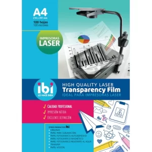 TRANSPARENCIA A4 x 1hs.P/fotocop/laser ibi SKU: 950002