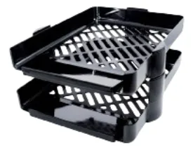 BANDEJA PAPELERA ACRIL NEGRO 2 PISO 1 OF+ 1 A4