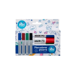 MARCADOR GRUESO PIZARRA IBI BLISTER SURTIDO x 4pcs ibi SKU: 570220