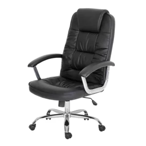 SILLON DE OFICINA GERENCIAL NEGRO BASE CROMADA